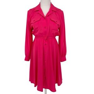 Vintage 80’s Women’s Schrader Petite Shirt Dress‎ Size 6 Blouson Collared Button